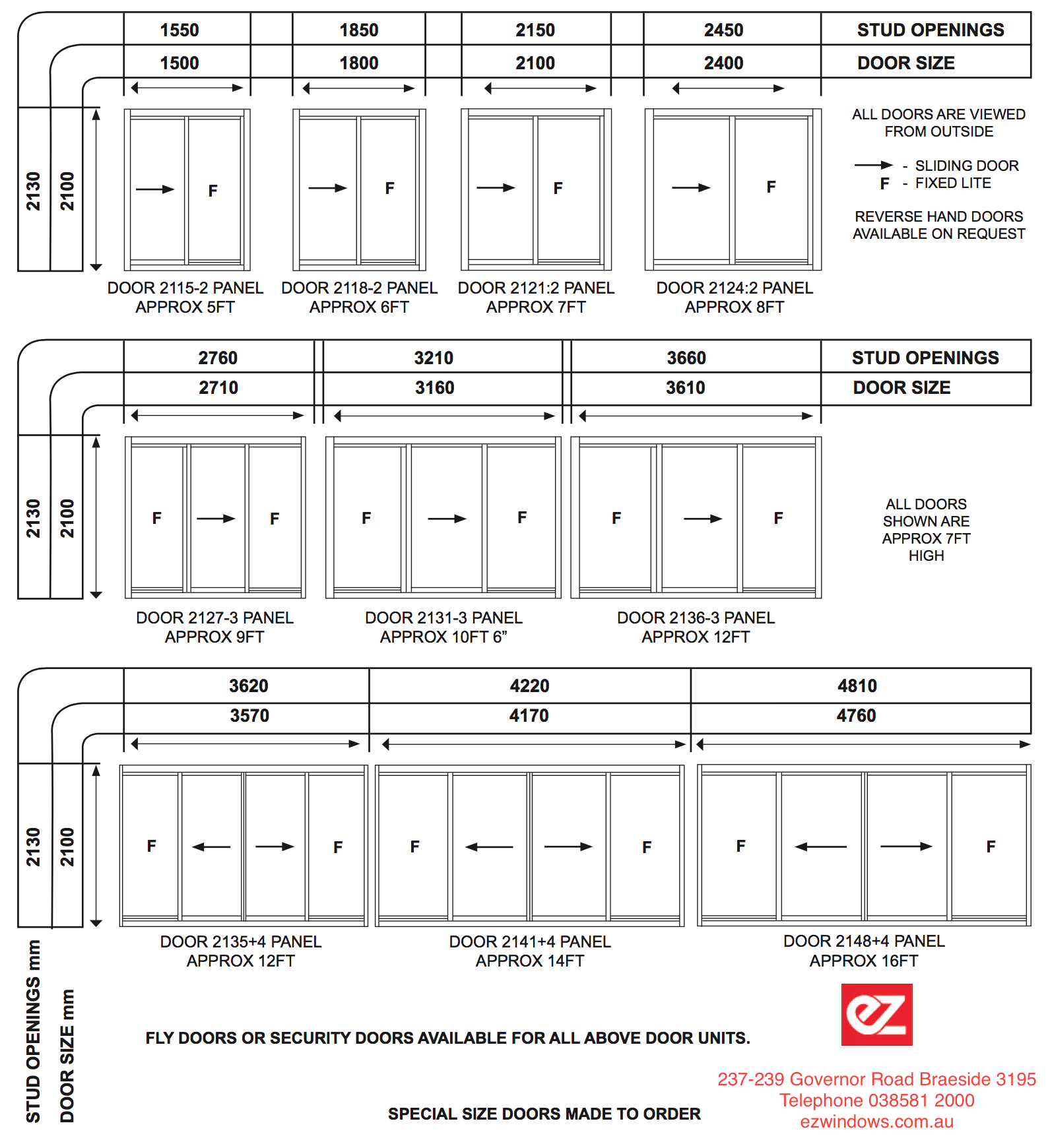 Chart Gallery Standard 5　for windows Standard Aluminium Sliding Doors Online | EZ Windows