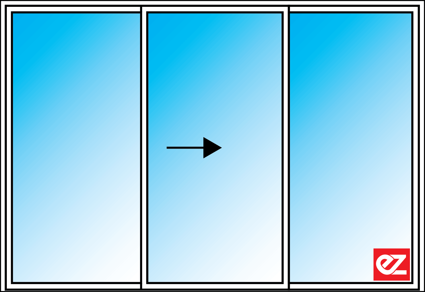 EZ Windows Sliding door 3 Light