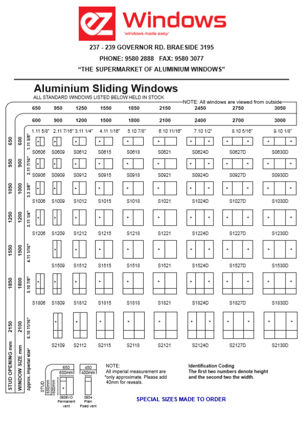 Chart Gallery Standard 5　for windows Standard Aluminium Sliding Windows